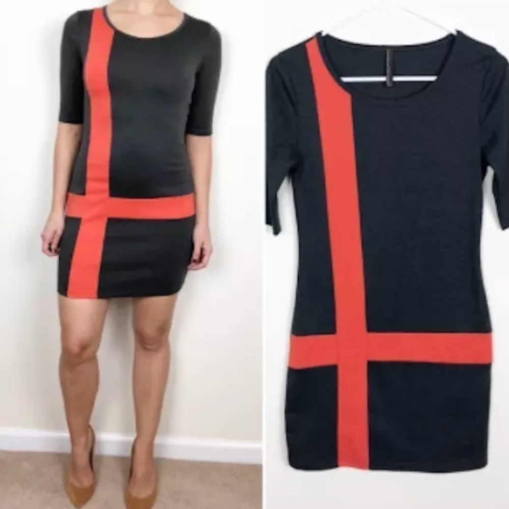 Navy & Coral Mini Cocktail Dress Holiday Preppy